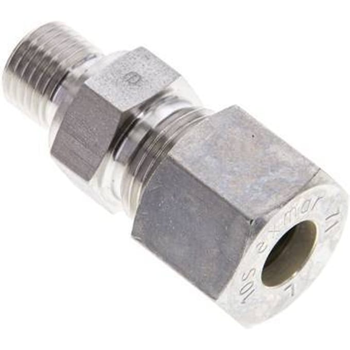 1/4'' NPT Buitendraad x 10S RVS Rechte Knelfitting 630 Bar DIN 2353 - FL2S-MO-ST-014N-10-S