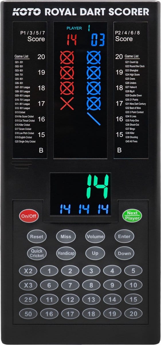 KOTO - Royal Dart Scoreboard - Spellen - 40 Spellen - Score Indicator - Elektronisch