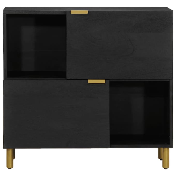 vidaXL - Dressoir - 80x33x75 - cm - bewerkt - hout - zwart