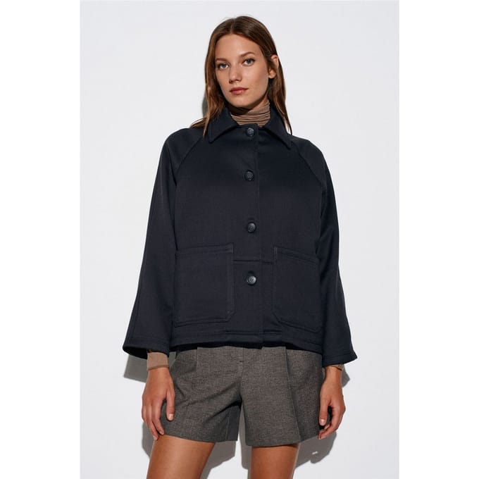 Oversized Pluche Geweven Knopenjas
