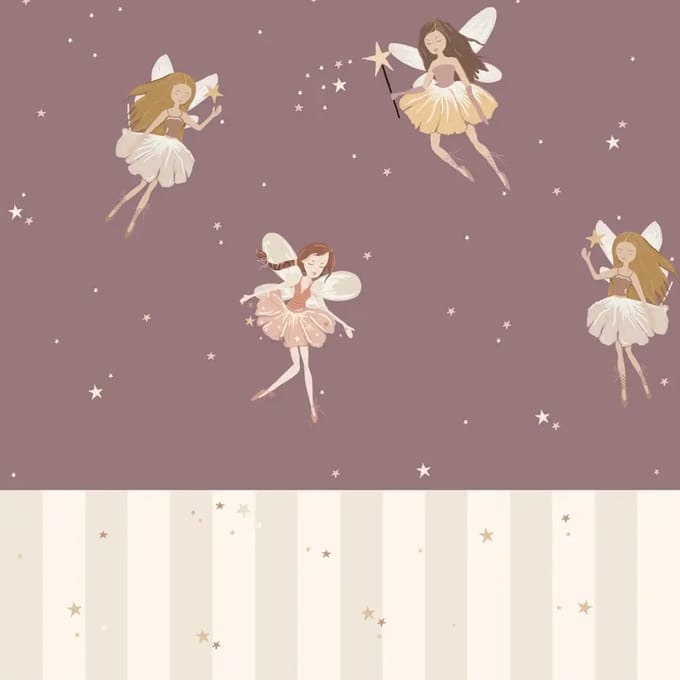 Gestreept behang Dekornik Fairies