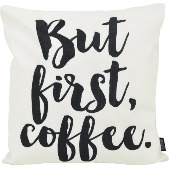 But First, Coffee Kussenhoes | Outdoor / Buiten | Katoen / Polyester | 45 x 45 cm
