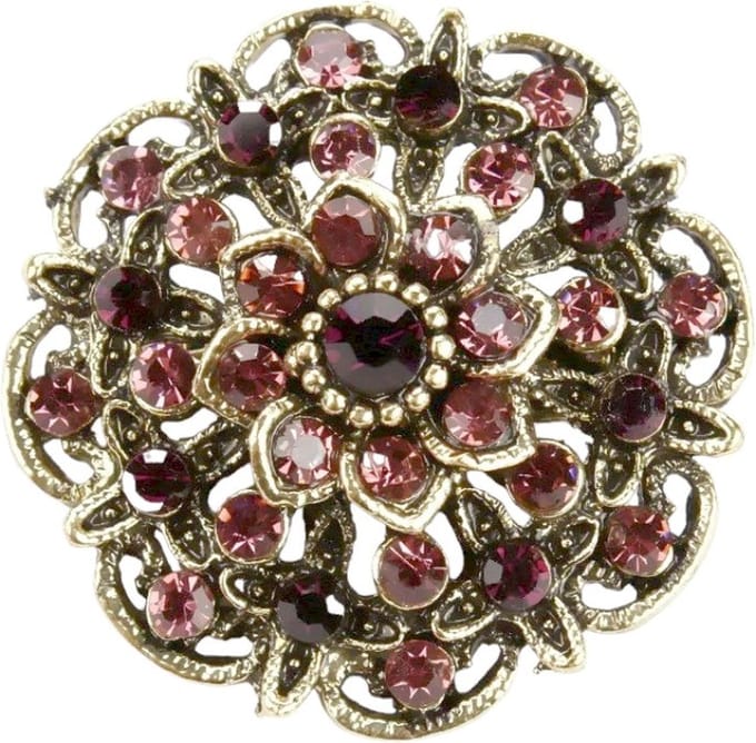 Fako Bijoux® - Broche - Bloem Ster Retro - 32x32mm - Paars/Bruin