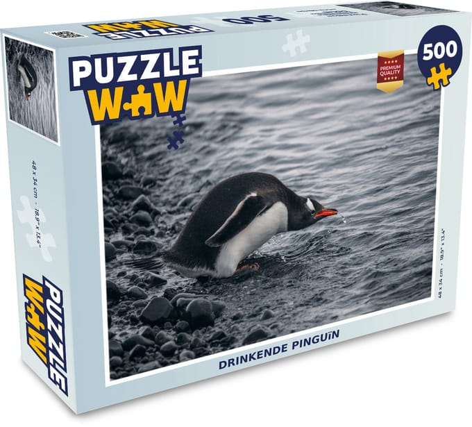 Puzzel Pinguïn - Dier - Water - Drinken - Legpuzzel - Puzzel 500 stukjes
