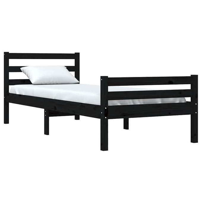 vidaXL - Bedframe - massief - hout - zwart - 100x200 - cm
