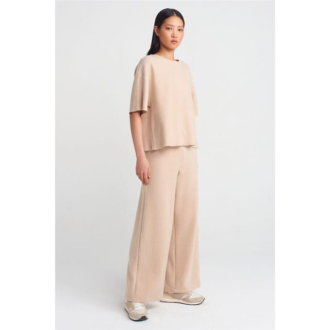 Dames Hoge Taille Wijde Pijpen Gebreide Broek