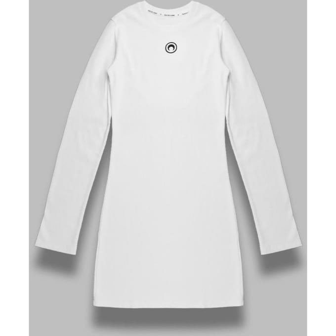 maan logo geribde jersey ls mini jurk