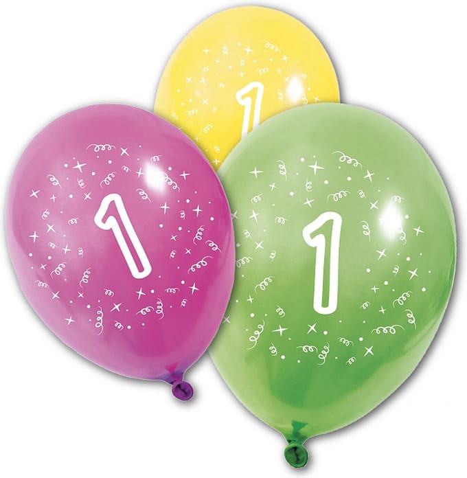 HOBI - 8 verjaardagsballonnen 1 jaar