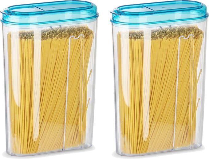 Plasticforte Voedselcontainer strooibus - 2x - blauw - 1500 ml - kunststof - voorraadpotten