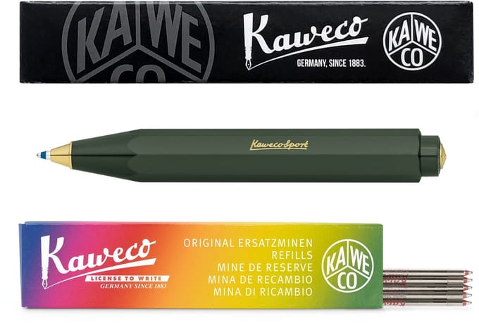 Kaweco - Balpen - Classic Sport - Groen - Met doosje Balpenvullingen MEDIUM ROOD