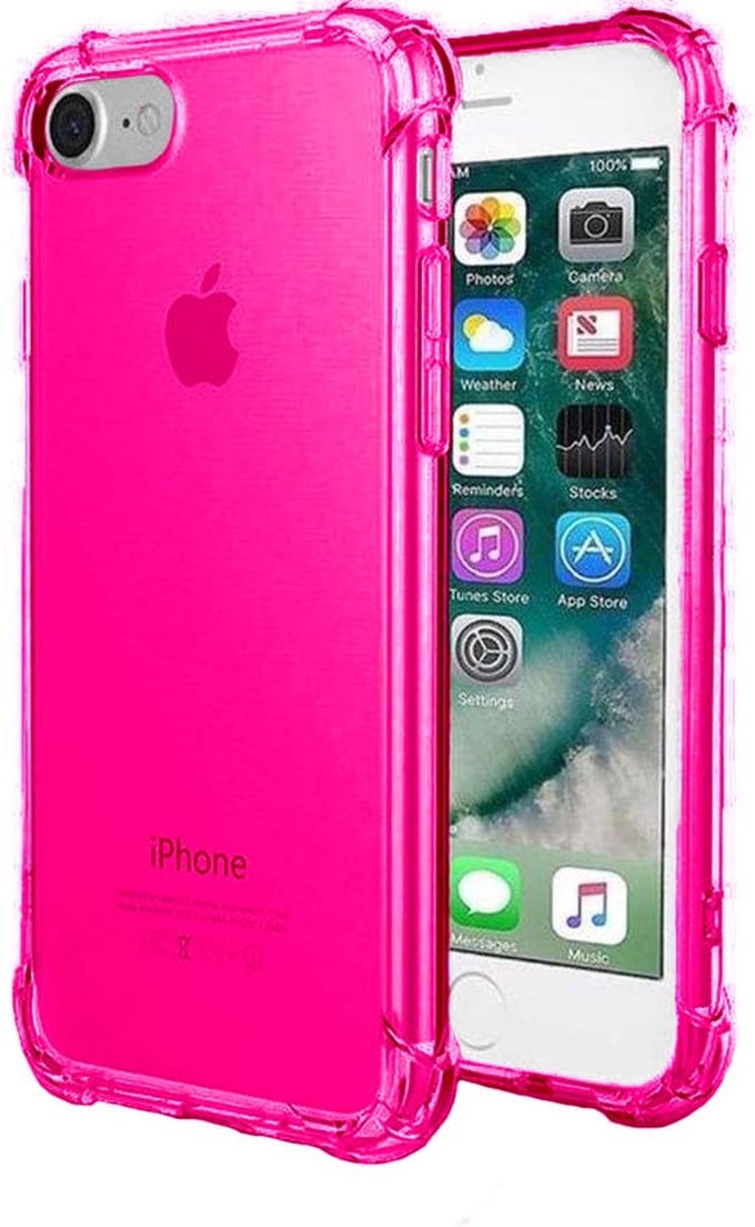 Smartphonica iPhone 7/8 transparant siliconen hoesje - Neon Roze geschikt voor Apple iPhone 7;Apple iPhone 8