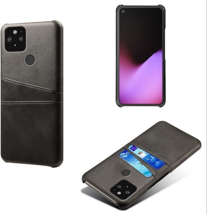 Back Cover met Opbergvakjes + Gehard Glas Screenprotector voor Google Pixel 4a 5G _ Zwart