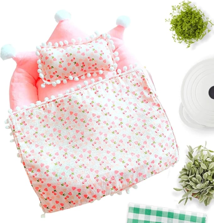 Poppen Beddengoed Set - Speelgoed Meubilair - Rollenspel Verbeelding - Stimuleert Creativiteit - 32x30cm - Roze