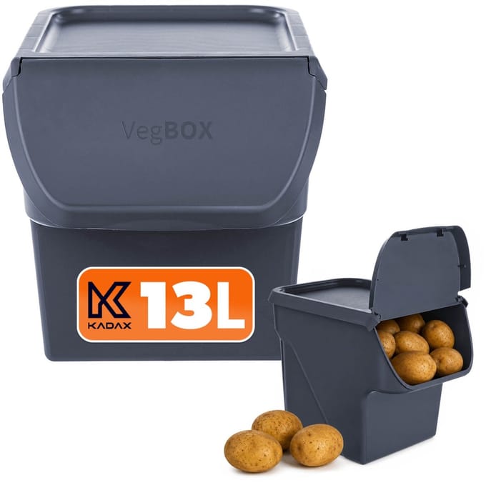 Keukencontainer met deksel Salice 13L donker essenhout
