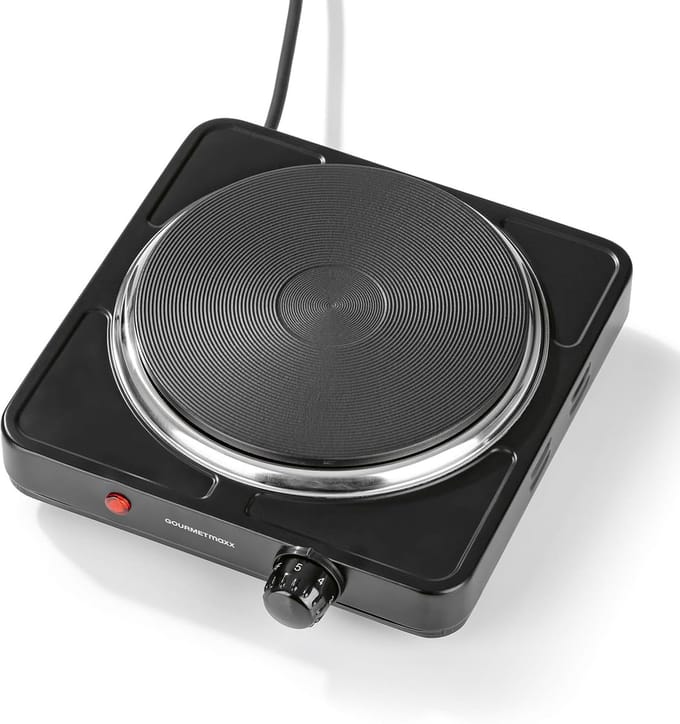 Compacte Elektrische Kookplaat 1500W met Thermostaat - Ideaal voor Camping en Kantoor