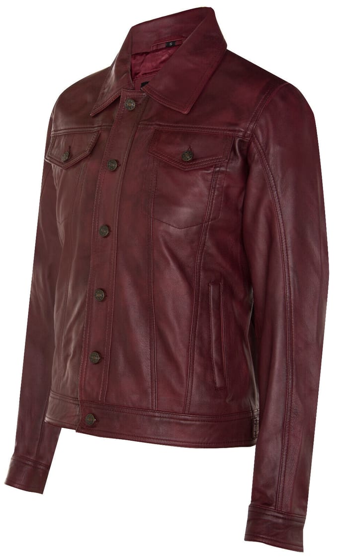 Trucker slim-fit leren overhemd-jeansjack