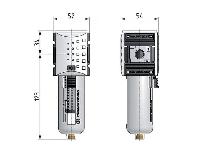Actief koolstoffilter G3/8'' 470l/min zonder afvoer Polycarbonaat Futura 1
