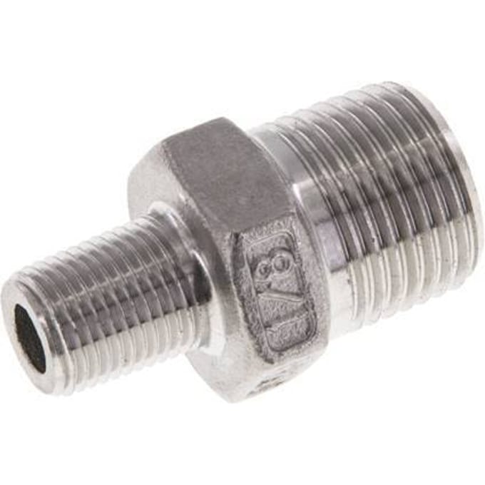 1/8'' NPT x 3/8'' NPT RVS Borstnippel 16 Bar [2 Stuks]