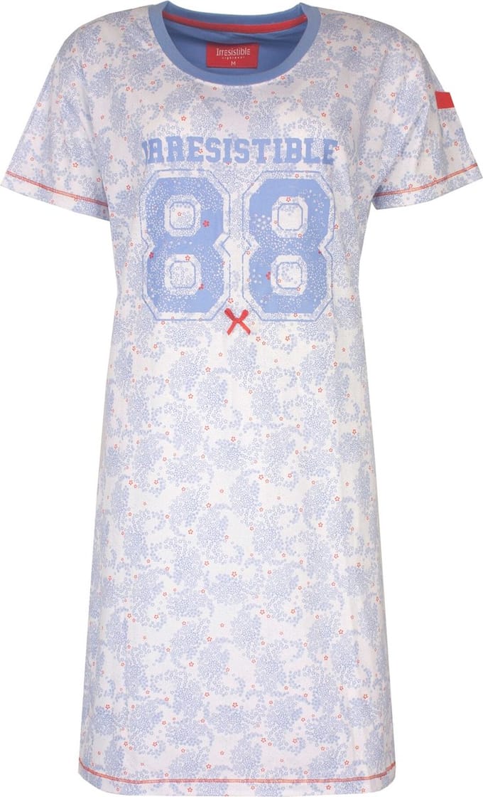 Irresistible Dames Nachthemd - Irresistible 88 Print - Blauw - Maat M