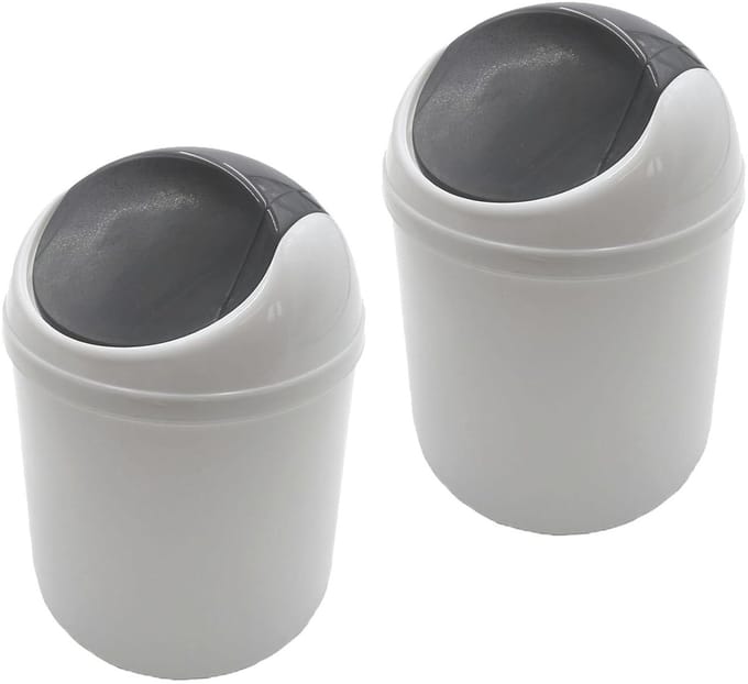 Tafelafvalemmers met deksel - Mini prullenbak - Afval opruimen - Set van twee stuks - 15 liter - Wit