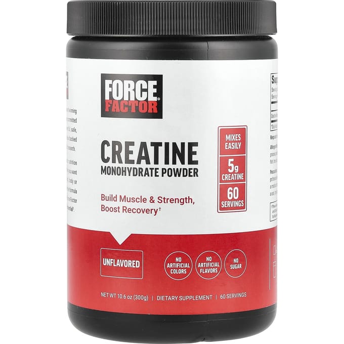 Force Factor, Poudre de Monohydrate de Créatine, Non Aromatisée, 10,6 oz (300 grammes)