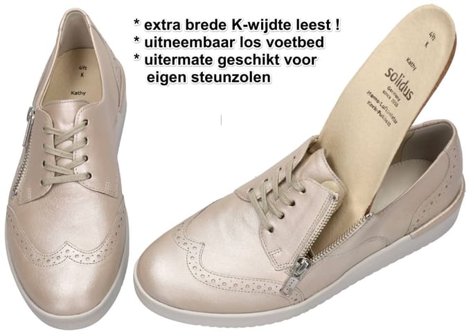 Solidus -Dames - champagne - lage gesloten schoenen - maat 38