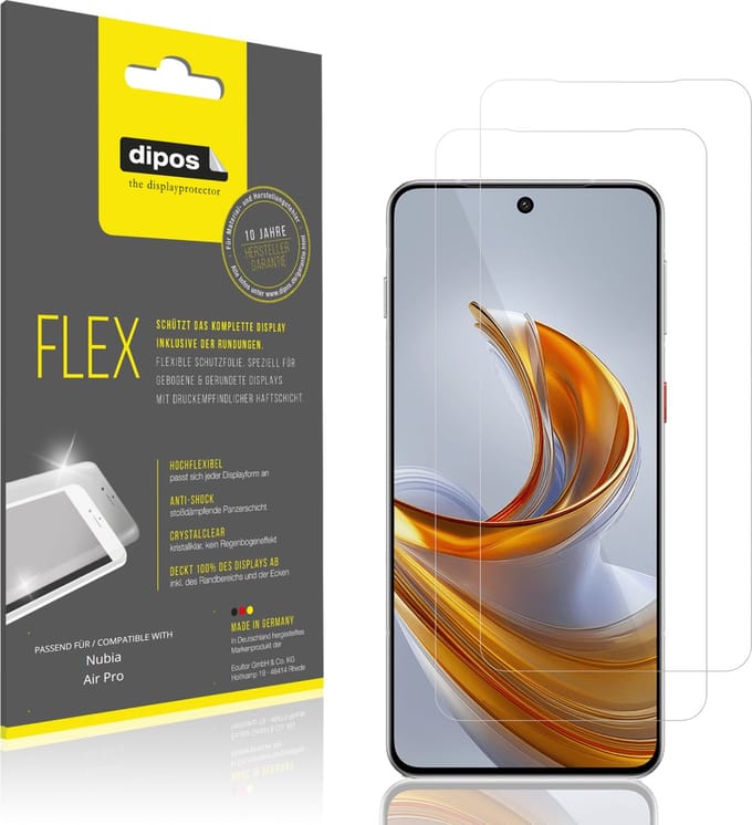 dipos – 2x Beschermfolie geschikt voor Nubia Air Pro | 3D Full Cover Screenprotector | 100% Passend