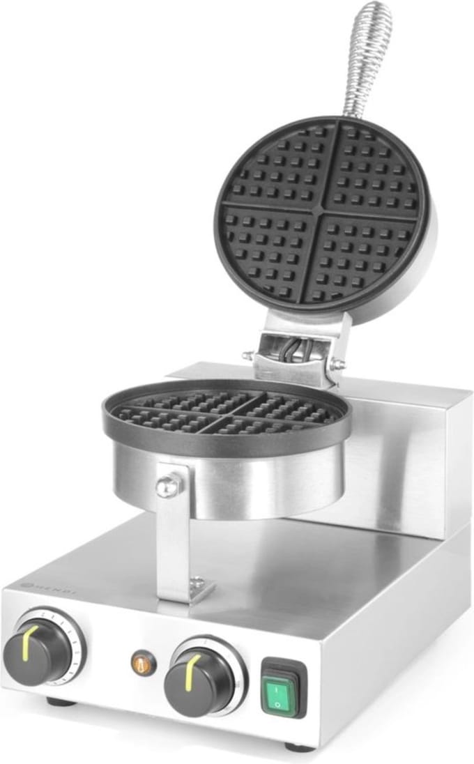 HENDI Rond wafelijzer – gegoten aluminium – Teflon antiaanbaklaag – instelbare temperatuur – 15 min timer