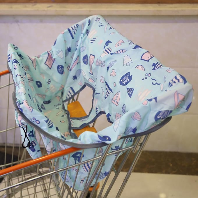 Draagbare Boodschappenwagen Stoel Pakket Hoes Trolley Zachte Pad Babyzitje Hoes white