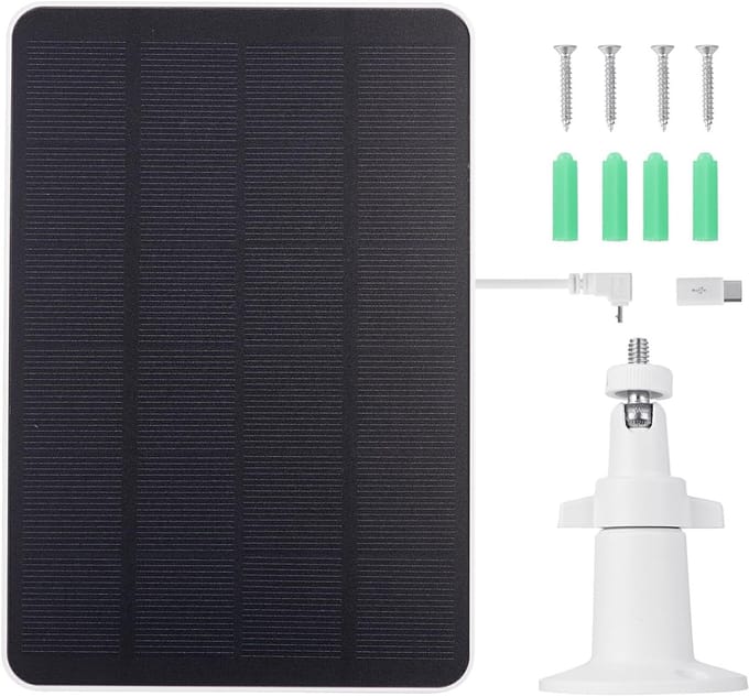 Zonnepaneel Kit - Camera Oplader - Continue Stroom - Weerbestendig Ontwerp - 4W - Wit