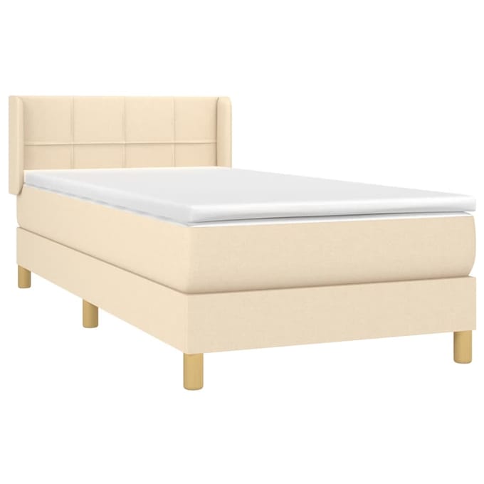 vidaXL - Boxspring - met - matras - stof - crèmekleurig - 80x200 - cm