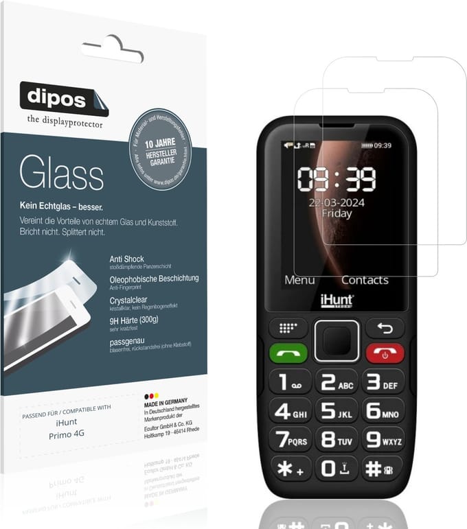 dipos – 2x Pantserfolie geschikt voor iHunt Primo 4G | 9H Screenprotector