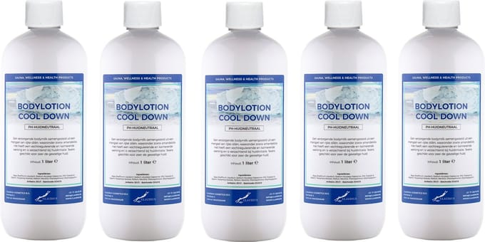 Bodylotion Cool Down 1 Liter - set van 5 stuks - Voordeelverpakking