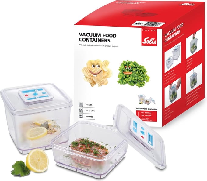 Solis Bewaarcontainer set - Vershoudbakjes - 2 stuks - Vacuüm Bewaardoos