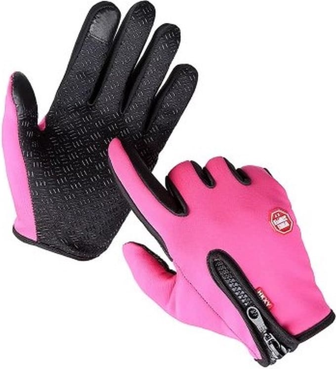 Thermische Touchscreen Handschoenen - Sporthandschoenen - Winddicht - Waterdicht - Fleece - Roze - Maat L