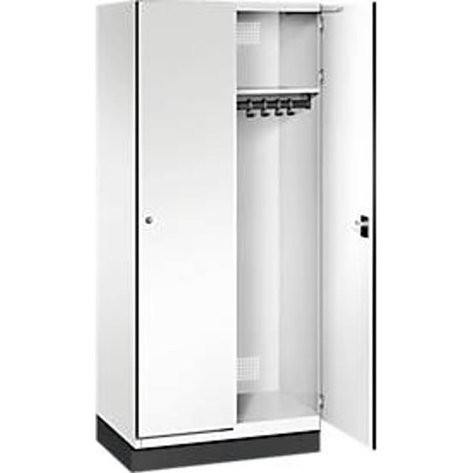C+P Cambio locker, 2 vakken, met plint, B 800 x D 525 x H 1980 mm, verkeerswit/wit