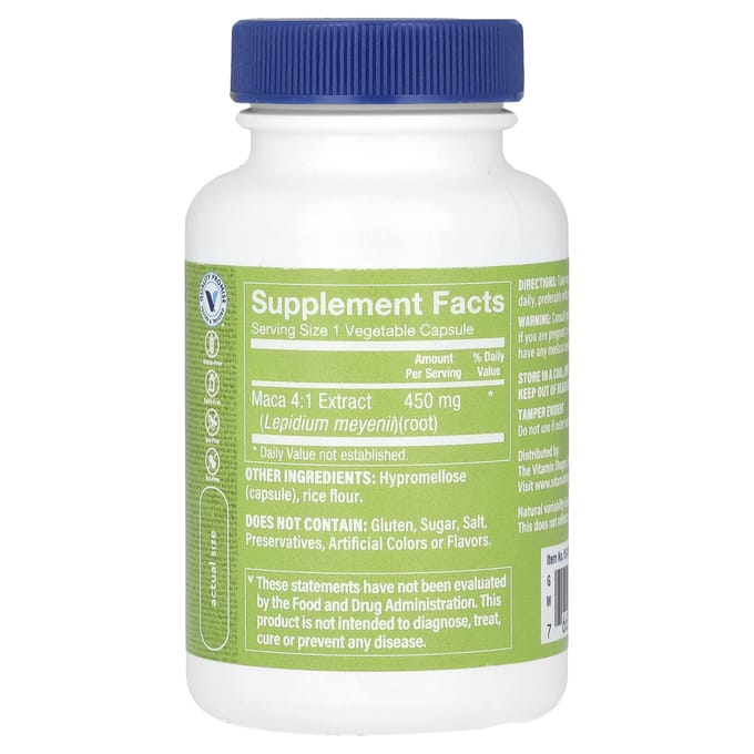 The Vitamin Shoppe, Extrait de Maca, 450 mg, 60 Capsules Végétales