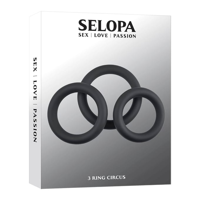 Selopa - Cockring - Penisring - set van 3 - Zwart