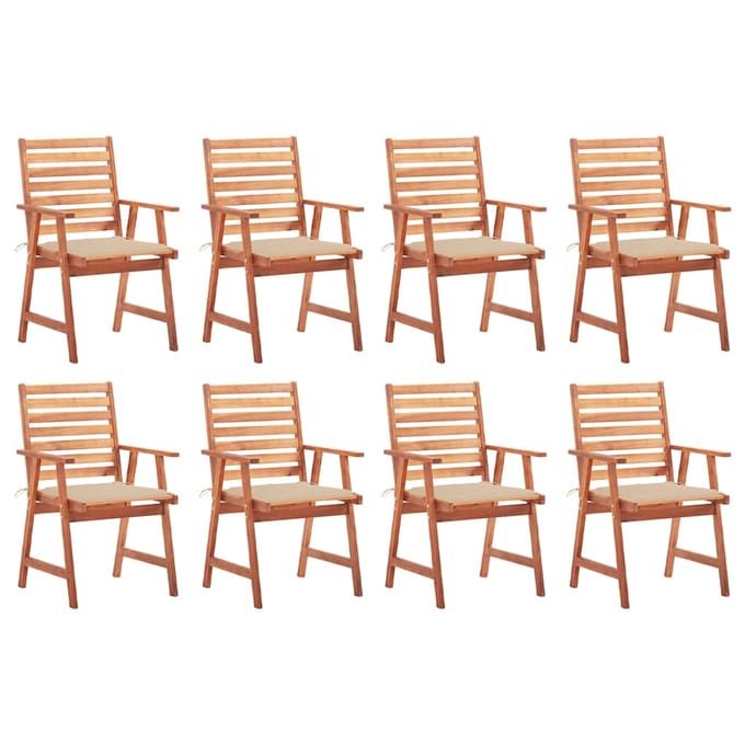 vidaXL - Tuinstoelen - 8 - st - met - kussens - massief - acaciahout