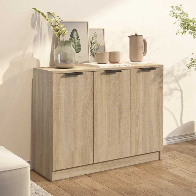vidaXL - Dressoir - 90,5x30x70 - cm - bewerkt - hout - sonoma - eikenkleurig