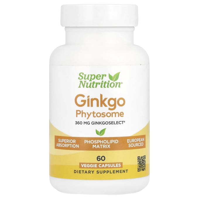 Super Nutrition, Ginkgo Phytosoom, 360mg, 60 vegetarische capsules