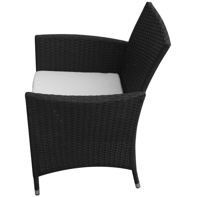 vidaXL - 5-delige - Tuinset - met - kussens - poly - rattan - zwart