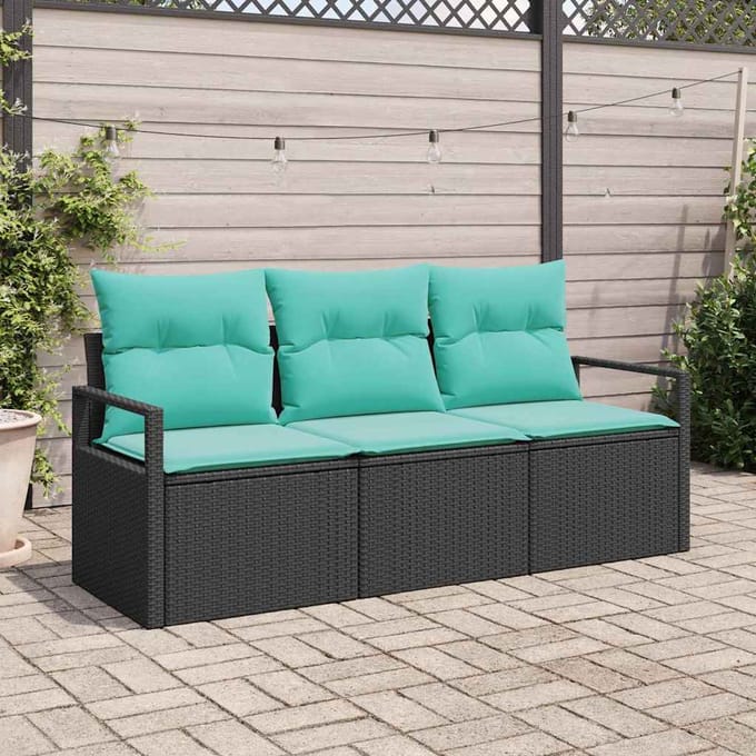 vidaXL Bankstel 3 st Zwart poly rattan