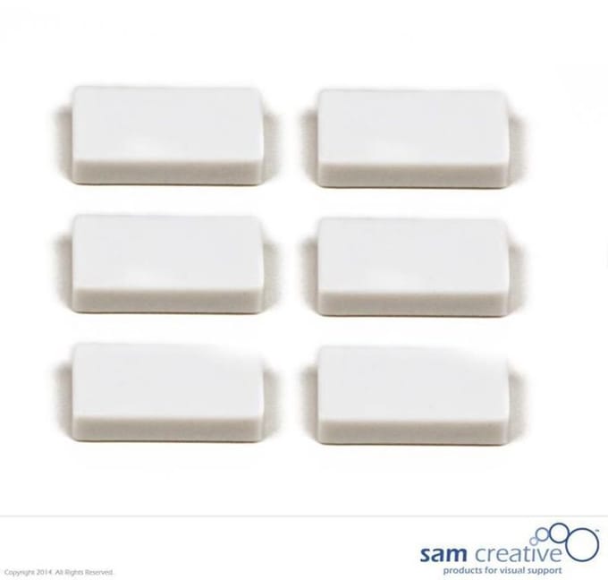 Sam Creative Whiteboard Magneten - Rechthoekig - 12x24 mm - Wit - 6 stuks