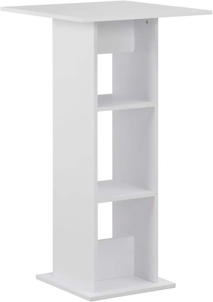 Bartafel Wit - Ontbijttafel Bureau - Eten Zitten Werken - Met Opbergplanken - 60x60x110 cm