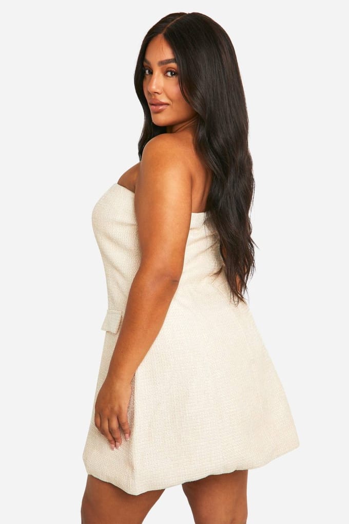 boohoo Dames Plus Boucle Mini Shift Jurk | Steen | Maat: 52