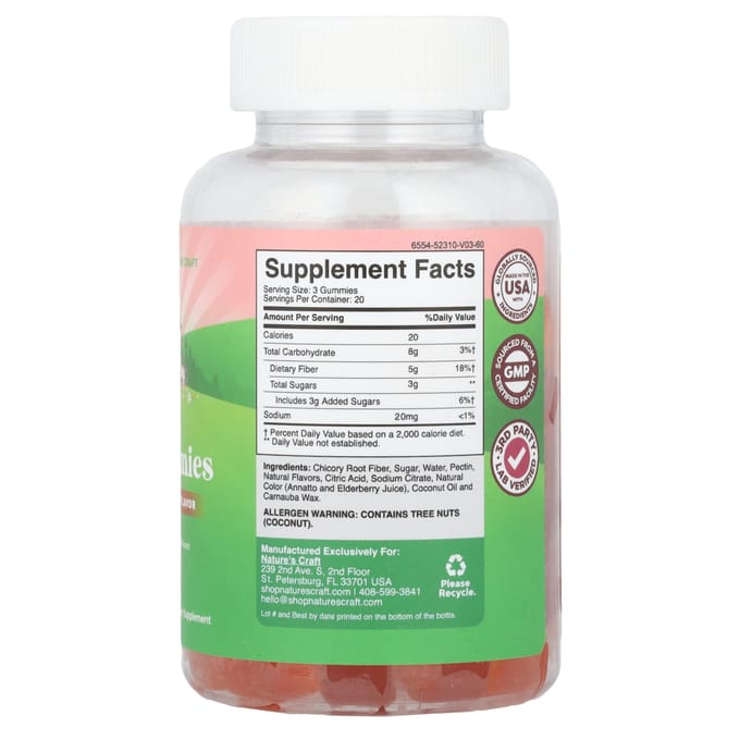 Nature's Craft, voor kinderen, vezelgummies, sinaasappel & gemengde bessen, 60 gummies