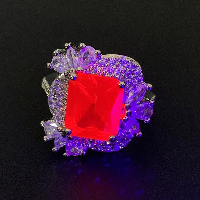 Gesimuleerde Robijn Prinses Vierkante Open Ring Volledig Diamant Mode Rode Korund Ring Sieraden purple