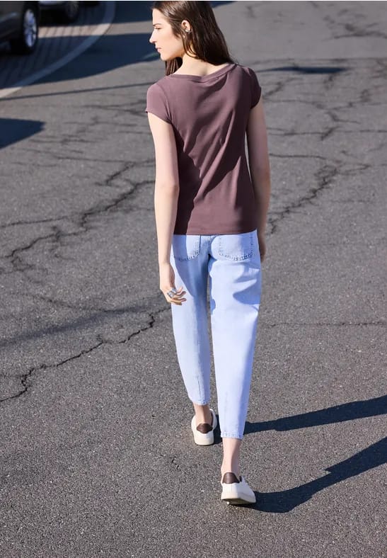Basic shirt met boothals