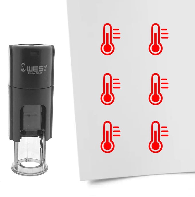 CombiCraft Stempel temperatuurmeter 10mm rond rode inkt - per 1 stuk